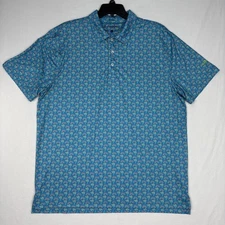 Chubbies Polo Men's Large Blue Palm Tree Sun Beach Performance Stretch Casual