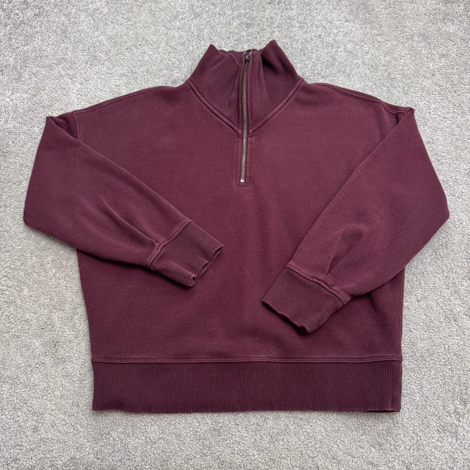 Athleta Coaster Luxe 1/4 Zip Pullover Sweatshirt Womens XS Burgundy Maroon Mock