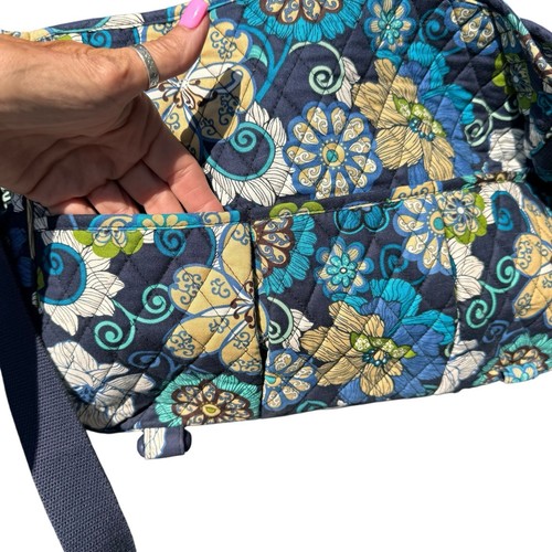 Vera Bradley Indigo Pop Messenger Bag Laptop Crossbody Lined Travel Quilted $100 - Picture 5 of 10