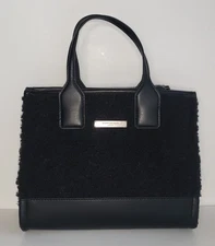 KURT GEIGER LONDON SURREY BLACK FAUX LEATHER DOUBLE TOP HANDLE TOTE BAG NWT
