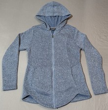 EDDIE BAUER Heather Blue Full Zip Hoodie Women  s Small Long Sleeve Fleece Knit