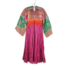 Vintage Afghan Tribal Midi Dress Embroidered Mirror Collector  s Boho Balochi