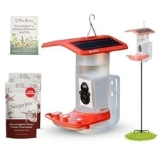 FeatherSnap Smart Hummingbird Feeder with HD Camera – WiFi Solar Bird Feeder...