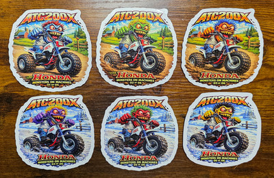Honda ATC200X Sticker Set 6pc Monsters on Machines 9x9cm Vinyl Bundle