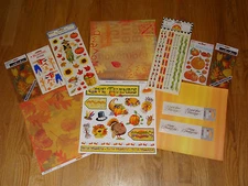 Thanksgiving Scrapbooking Kit #2 Paper Stickeres fall leaves scarecrow Sandylion