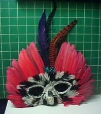 Happy New Year Sequin and Hot Pink Feathered Masquerade Eye Mask