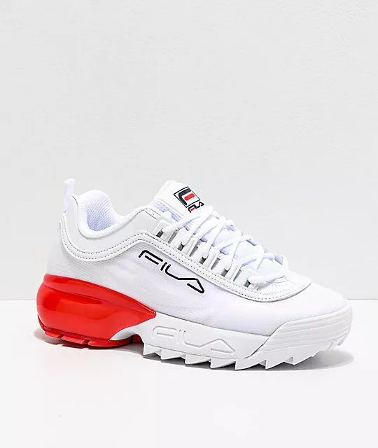 NEW Womens FILA 2A White Red Shoes Sneaker