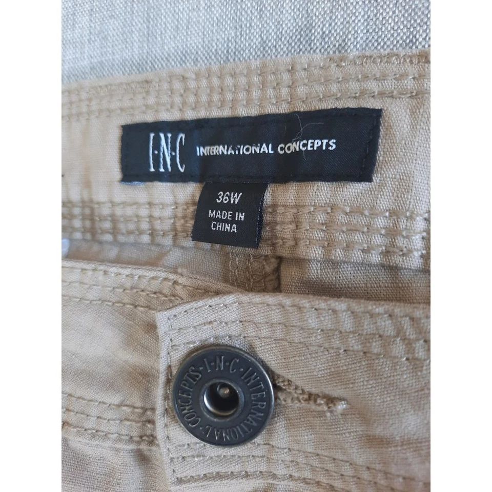 Pantalones capri INC International Concept para mujer 36W algodón cargo cremallera utilitario marrón Foto 2 de 4
