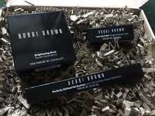 BRAND NEW BOBBI BROWN BUNDLE SET BRIGHTENING BRICK, GEL EYELINER, LUXE LIP COLOR
