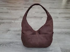 Grunge Chaotic Brown Leather Bag, Vintage Rustic Classic Hobo Handbags, Alyna
