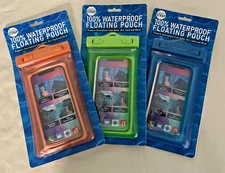 NWT Lot of 3 - 100% Waterproof Floating Pouch Protects Smartphone with Strap