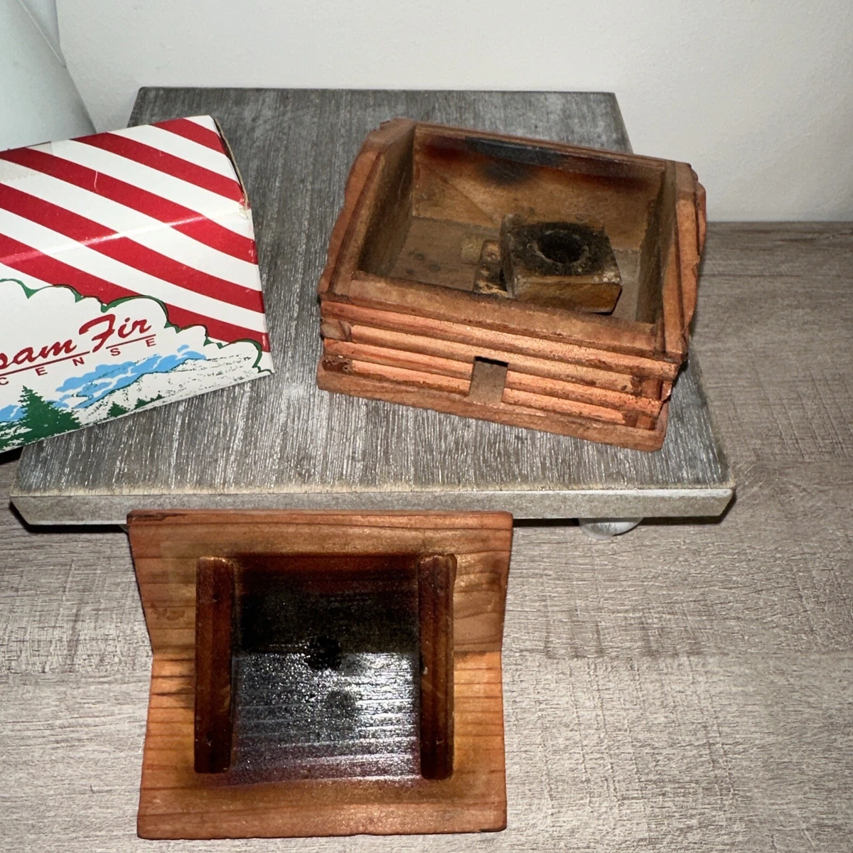 Vintage PAINES FIR BALSAM PINE Log Cabin Incense Burner cedar incense used  | eBay