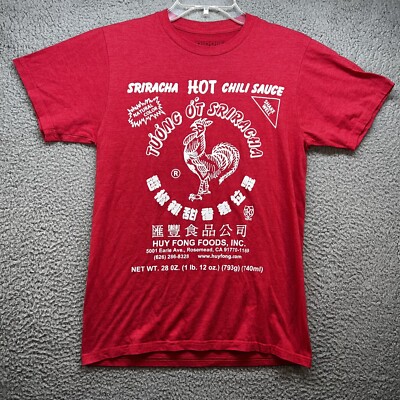 Sriracha Shirt Men's S Red Hot Chili Sauce Casual Short Sleeve Pullover