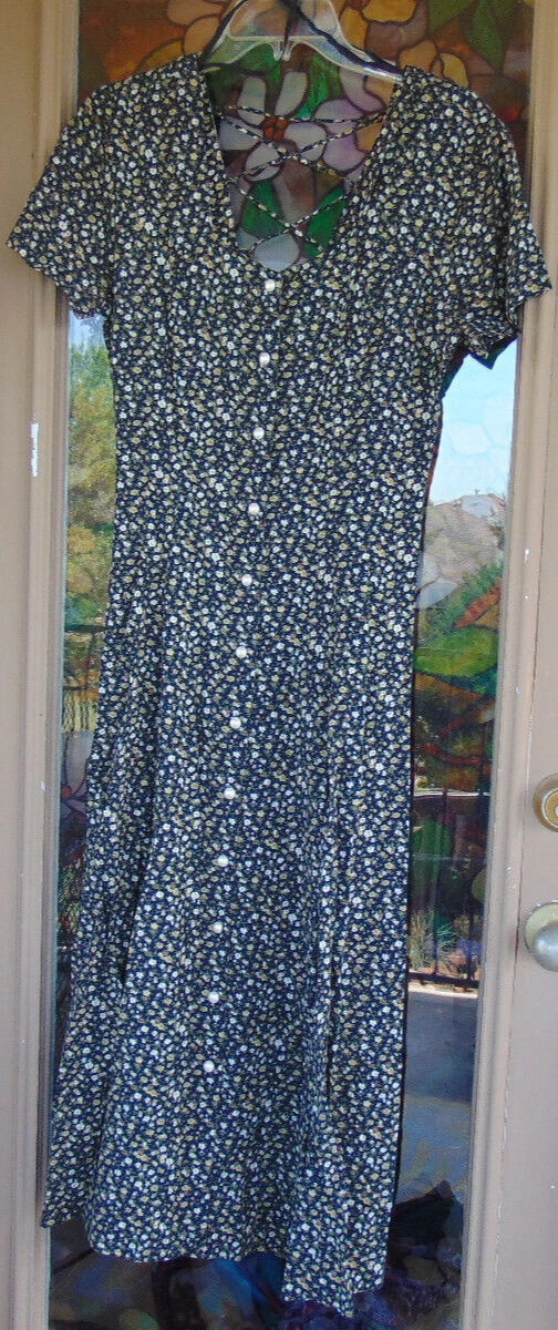 Vintage Switch USA Juniors Size 7 Black Flower Prairie Dress