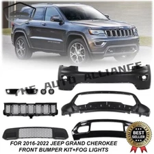 For 2016-2022 Jeep Grand Cherokee New Front Bumper Set Assembly Kit w/ Fog Light