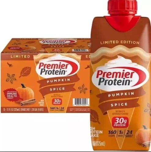 15 PK Premier Protein 30g High Protein Shake 11 Oz Each Pumpkin Spice