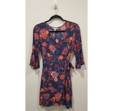 SPRINGFIELD Navy Floral Wrap Mini Dress Size 4