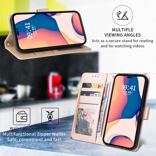 Case for iPhone 17 8 SE X XR 11 12 13 14 16 Pro Leather Flip Wallet Stand Cover - Picture 5 of 19