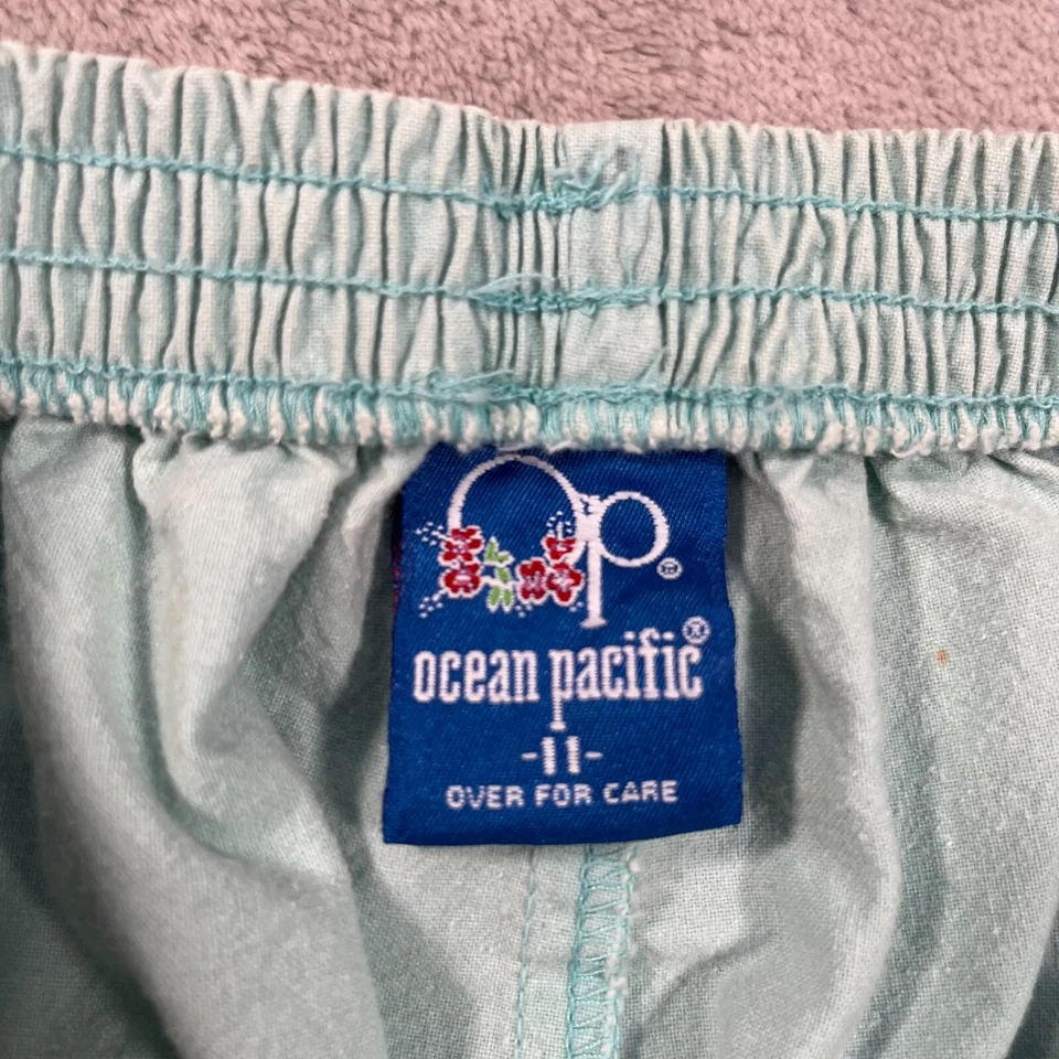 Pantalones Vintage Ocean Pacific Niños Talla 11 Azul Claro Verde Tirar de Cintura Elástica Foto 2 de 4