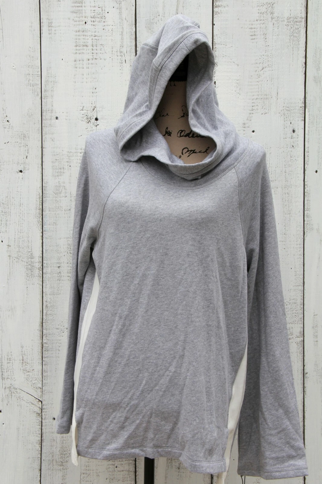 CALVIN KLEIN Women Size M NEW GRAY WHITE Lounge Cotton Athletic Oversized Hoodie