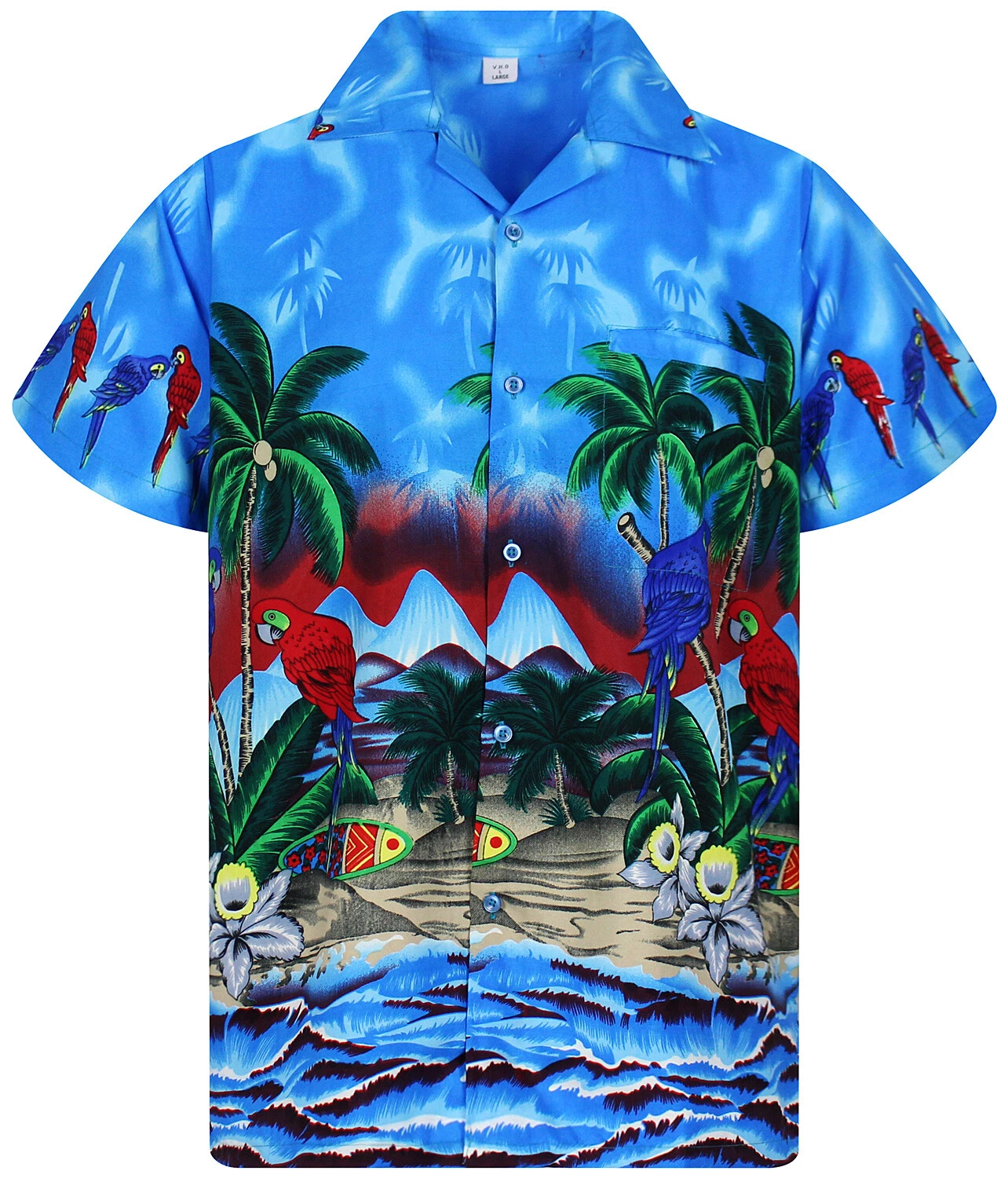 Funky Hawaiian Shirt Parrot Blue