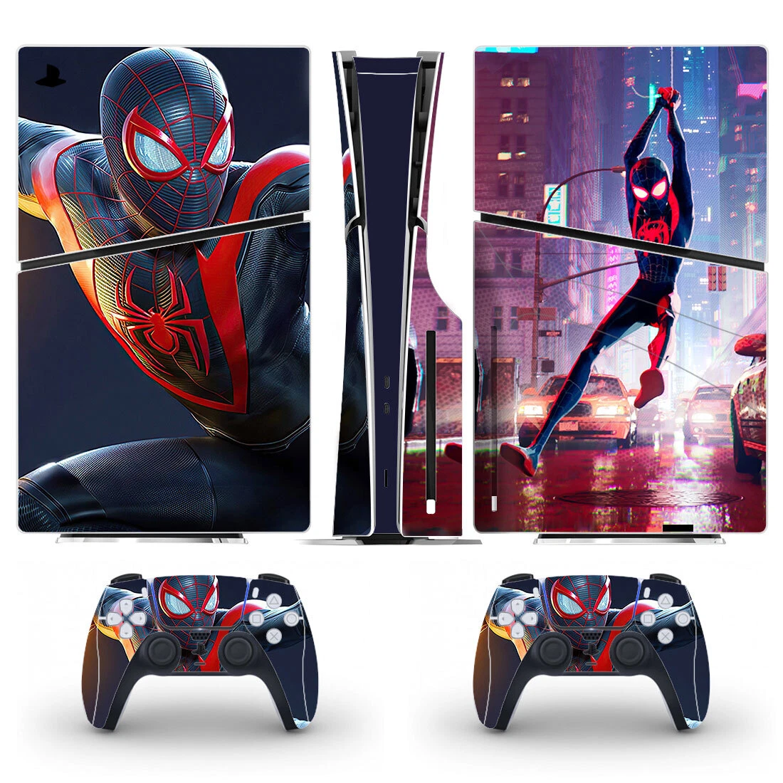 Skin Sticker Cover for PS5 Slim Console Disc Version Spiderman Miles  Morales #1