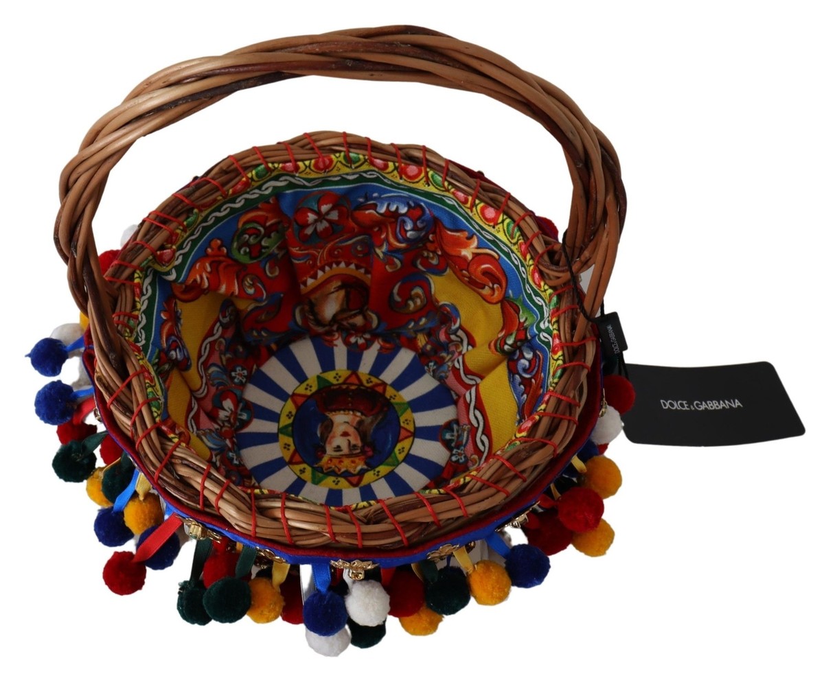 Dolce & Gabbana Multicolor Embellished Wicker Women's Tote