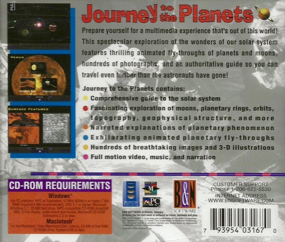 JOURNEY to the PLANETS (Win/Mac CD-ROM in Jewel Case) 1994, New Factory Sealed - Image 2 of 2