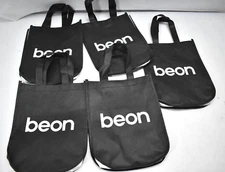 Lot of 5 Small Carry Bags Shopping Totes Black/White Branded 11-1/2" x 9"