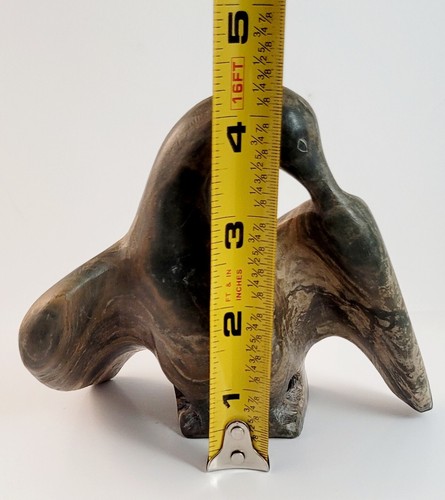 Vintage 1950s Rare J. Levi Alashuak Inuit Carved Stone Sculpture of Loon - Picture 13 of 15