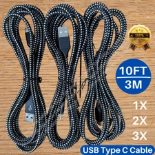 1-3Pack 10ft USBC Fast Charger Cable For Samsung LG Android Type C Charging Cord