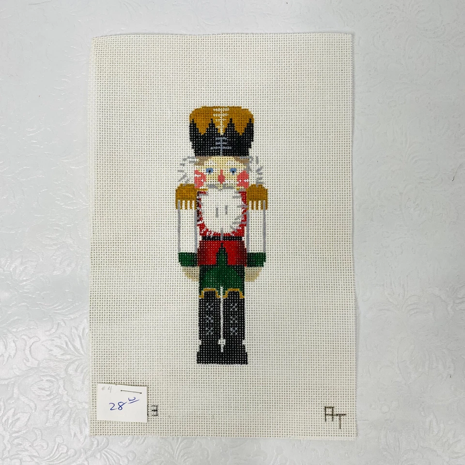 Lot 3 Handpainted Needlepoint Canvas Christmas Nutcracker Ornament on 18 Mesh AT - Image 2 of 4