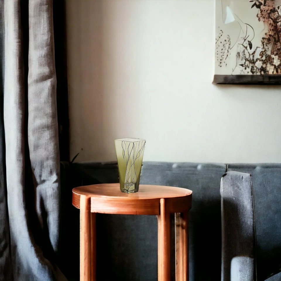 Jarrón cuadrado - Jarrón de cristal verde de 8 pulgadas Foto 3 de 4