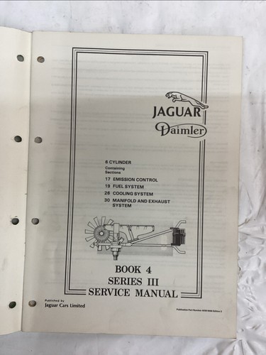 Jaguar Series III XJ6 3.4L 4.2L & XJ12 5.3L V-12 Factory Service Manual /binder - Picture 5 of 16