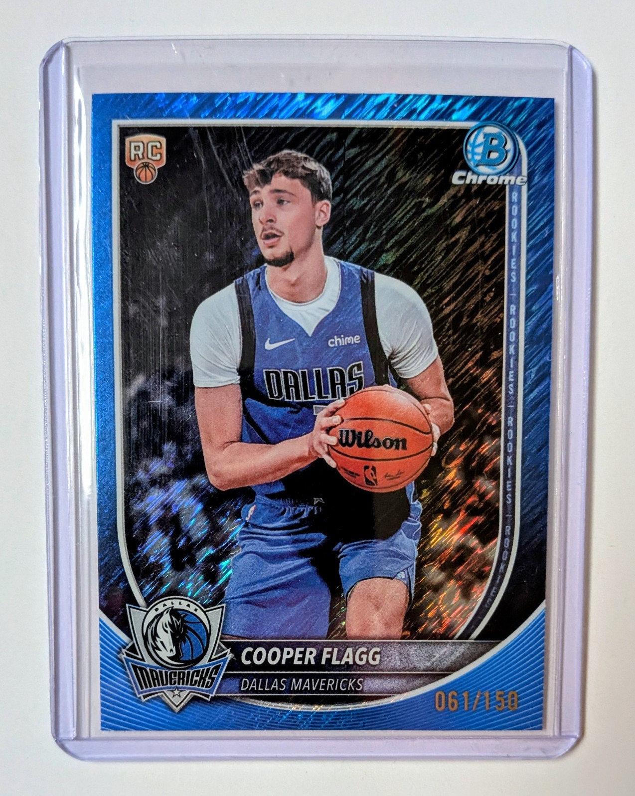 Topps Bowman Chrome 2025-26 Cooper Flagg Mavericks Blue Shimmer /150 RC #BCV-1