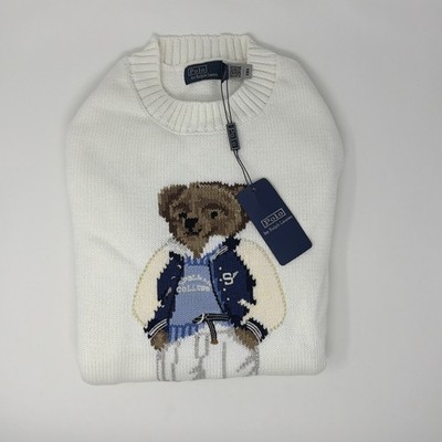Polo Bear Ralph Lauren White College Sweater Women s Medium