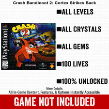 Crash Bandicoot 2 Cortex Strikes Back 100 Cheats PS1 Memory Card All Items