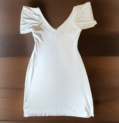 RALPH LAUREN - PURPLE LABEL Dress Size 6 White Slit Short Square Sleeve Stretch - Picture 8 of 13