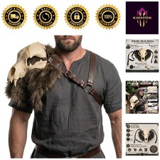 Authentic Viking Bear Skull Armor with Cozy Faux Fur Cape - Elevate Your Costume