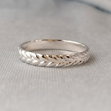 925 Sterling Silver, Solid Silver, Band Ring, Braided Look Band Ring