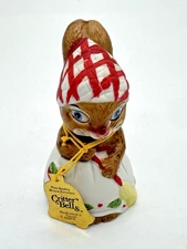 Vintage Jasco Christmas Critter Bells Mother Bunny Rabbit  Apron Broom Figurine