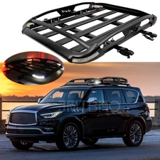 For Infiniti QX80 QX56 Roof Rack Cargo Basket Luggage Carrier Crossbars w/ Light