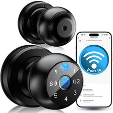   WiFi-Triggered  5-in-1 WiFi Smart Fingerprint Door Knob Lock with Keypad - L...