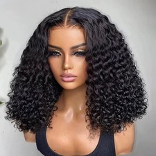 10A Indian Human Hair Water Wave Wigs Bob 13x4 Lace Frontal Wigs for Black Women