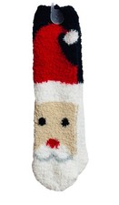 Holiday Fuzzy Cozy Santa Print Socks Stocking Stuffers Festive Gift Women  s