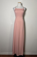 Birdy Grey Pink Bridesmaid Dress Size XS Benny Tie Back Crepe Dusty Rose Maxi