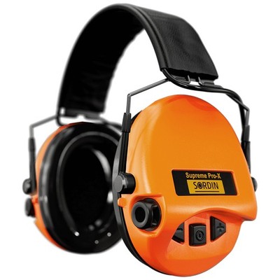 Sordin Supreme Pro-X Slim Gehörschützer Schaum-Kissen Leder-Band orange Kapsel