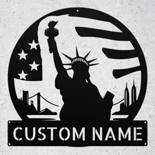 Personalized Statue of Liberty Metal Sign Custom Wall Decor Gift for Americans