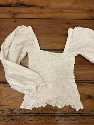 Ganni Smoked Summer Top Scandinavian Designer Luxury  Gr S White As New