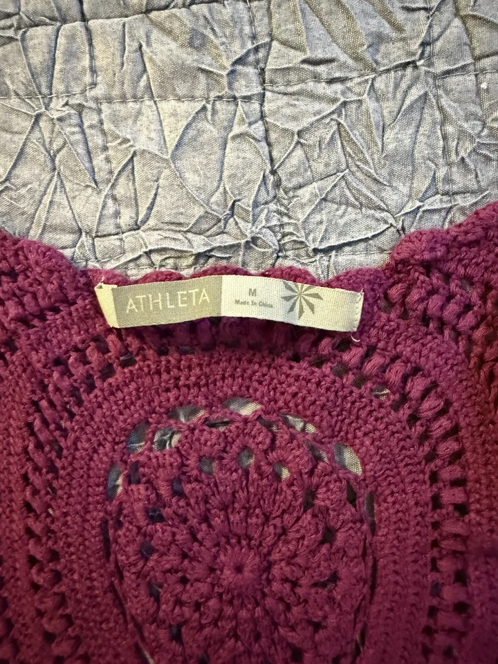 Vestido Athleta Crochet M Magenta Boho Festival Vaquera Otoño Capas Raro 2012 Foto 2 de 4